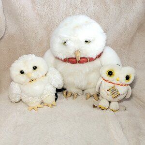 Lot of 3 Vintage 2000 Harry Potter Hedwig Plush Owls GUND 75408 & 7047